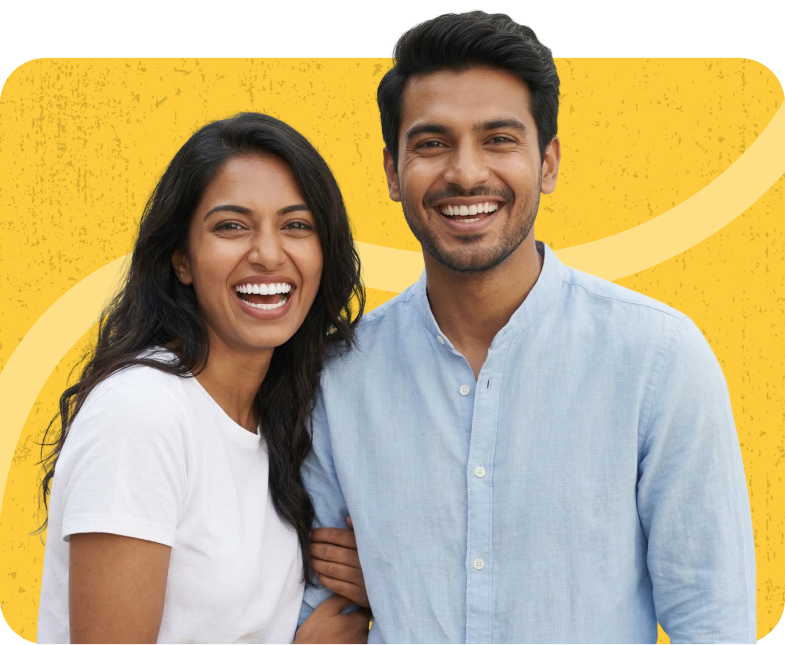 A happy couple smile at the best dental clinic in rr nagar bangalore